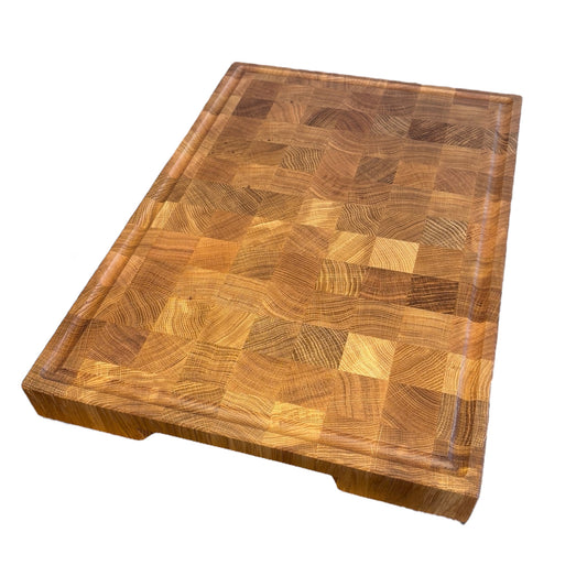 End grain oak cutting board with sap groove size XXL