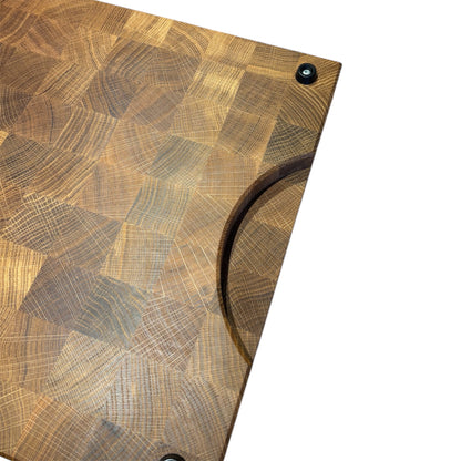 End grain oak cutting board with sap groove size XXL