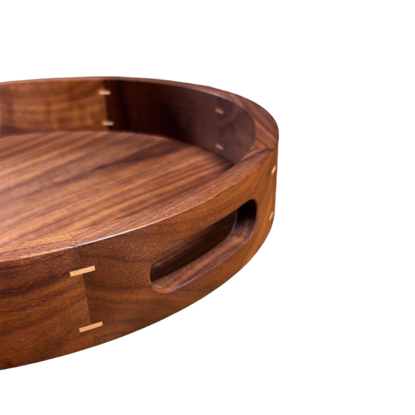Round wooden tray made of walnut
