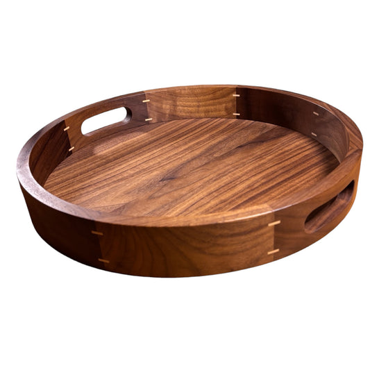 Rundes Holz Tablett aus Nussbaum
