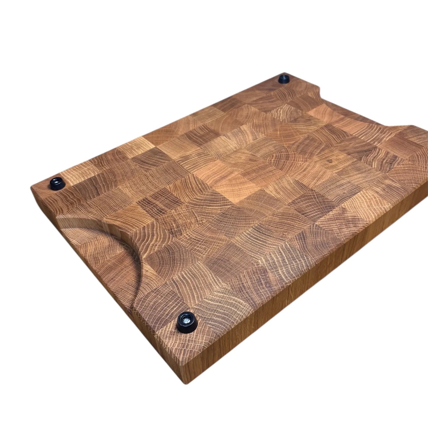 End grain oak cutting board with sap groove size L