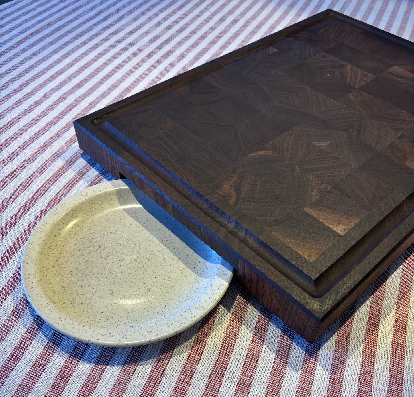 Cutting board walnut with juice groove, end grain - 49 x 35.5 x 4