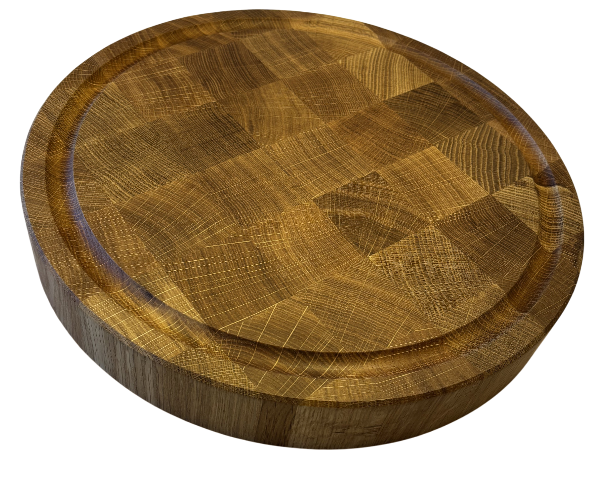 Oak cutting board round made of end grain - 39cm