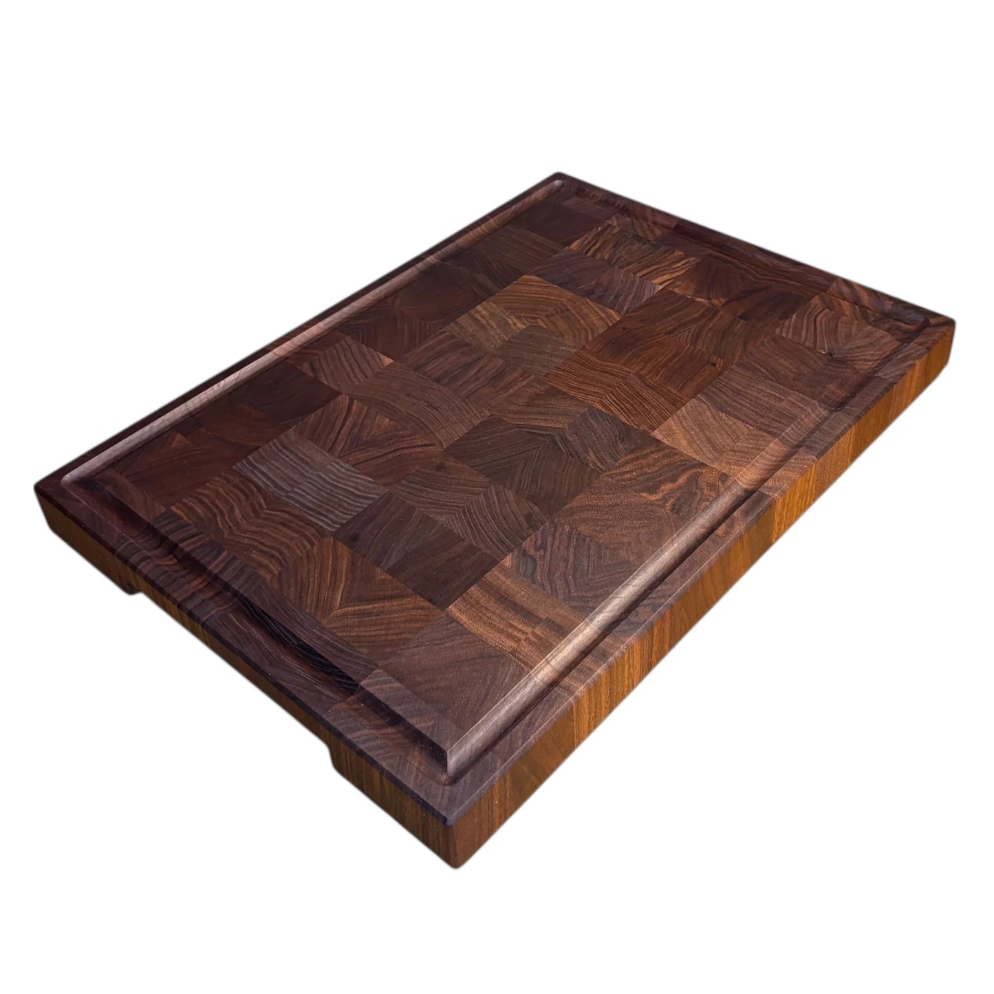 Stirnholz Schneidebrett Nussbaum mit Saftrinne