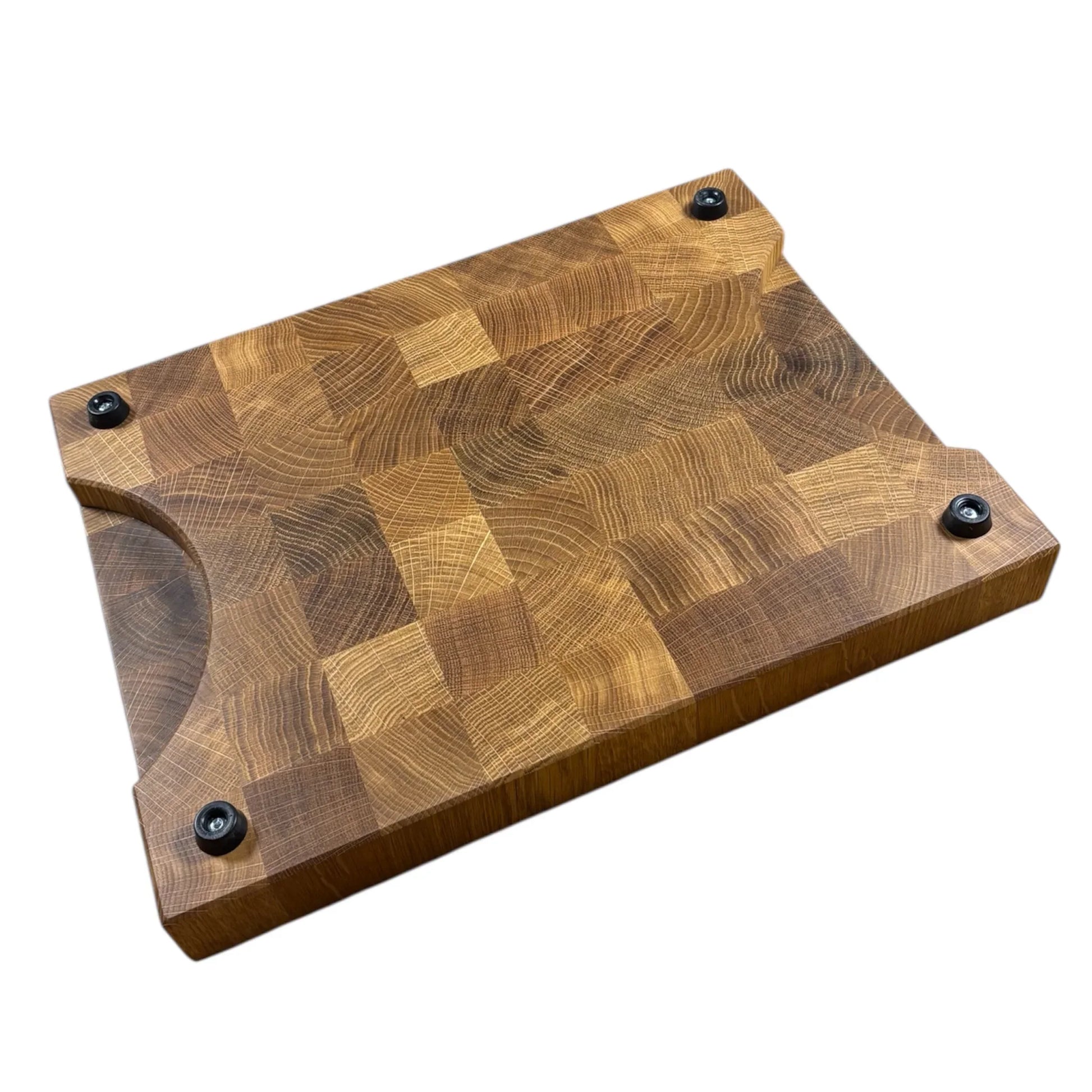 Stirnholz Schneidebrett Eiche Rückseite